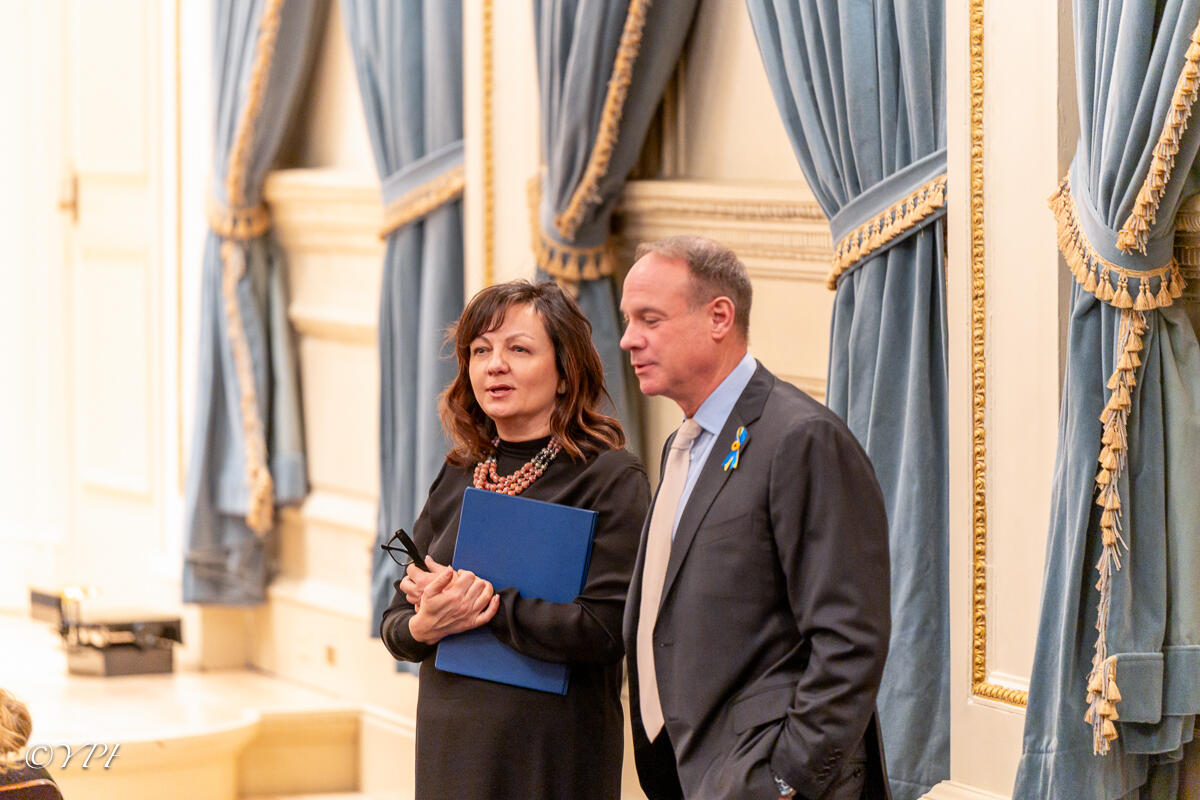 Oksana Konyk, the president of UNWLA NJRC, and Roman Hirniak, the president of the Ukrainian National Association. Oksana Konyk, the president of UNWLA NJRC, and Roman Hirniak, the president of the Ukrainian National Association.